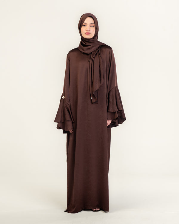 PRAYER DRESS VOLANT - DEEP BROWN