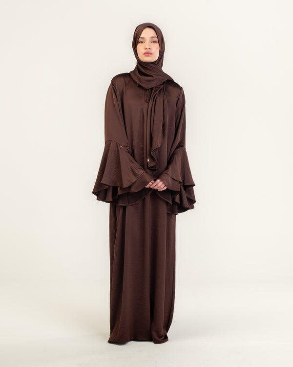 PRAYER DRESS VOLANT - DEEP BROWN