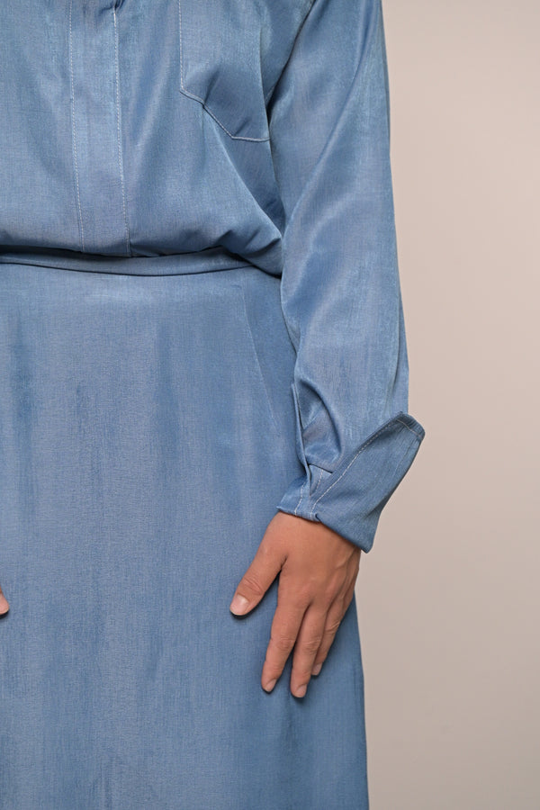 Blouse Dress - Denim Blue