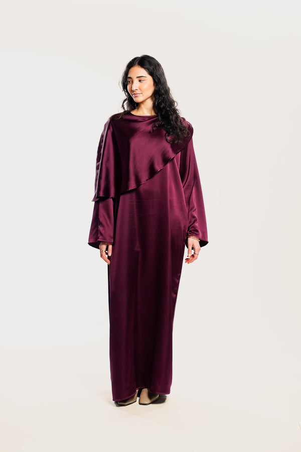 CAPE DRESS - BERRY