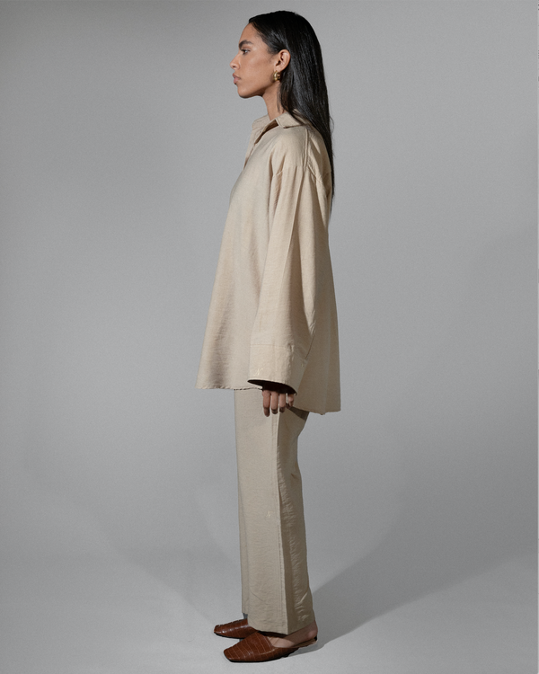 LINEN PANTS - GREIGE